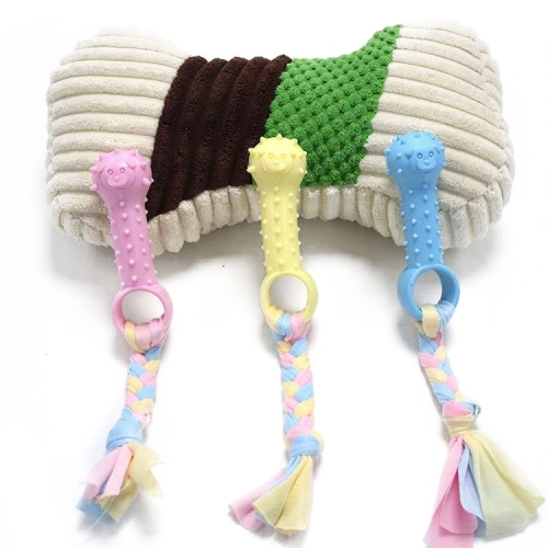 

3 PCS Pet Toys TPR Bite Resistance Dog Supplies Cotton Rope Cloth Toys, Specification: Sleeve(Random Color Delivery)