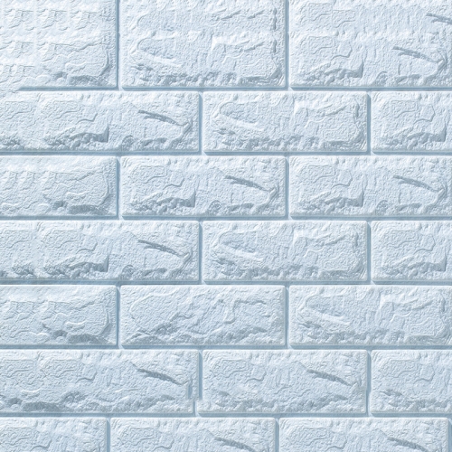 

5 PCS 3D Stereo Self-Adhesive Foam Brick Wall Stickers Waterproof And Moisture-Proof Wipeable Stickers, Specification: Strong Glue Light Blue 70x77cm