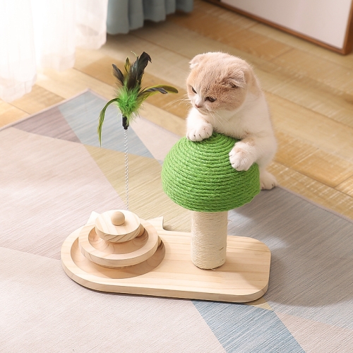 

MZP01 Durable Solid Wood Turntable Pet Cat Toy Funny Cat Toy(Mushroom Turntable)