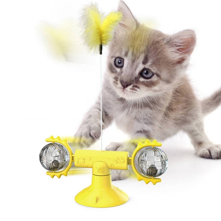 

Cat Turntable Funny Cat Stick Toy Pet Supplies(Yellow)