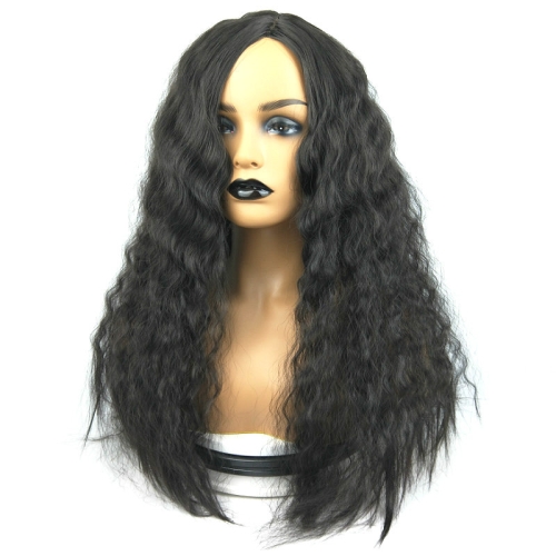 

Women Chemical Fiber Middle Split Corn Perm Small Curly Long Wig(Black)