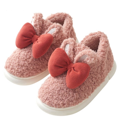 

Winter Indoor Thick-Soled Rabbit Ear Bowknot Warm Cotton Slippers, Size: 38-39(Pink)