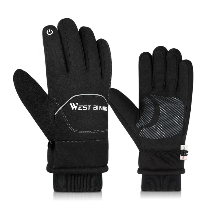

WEST BIKING YP0211221 Winter Warm Fleece Riding Gloves Non-Slip Waterproof Touch Screen Gloves, Size: M(Black)