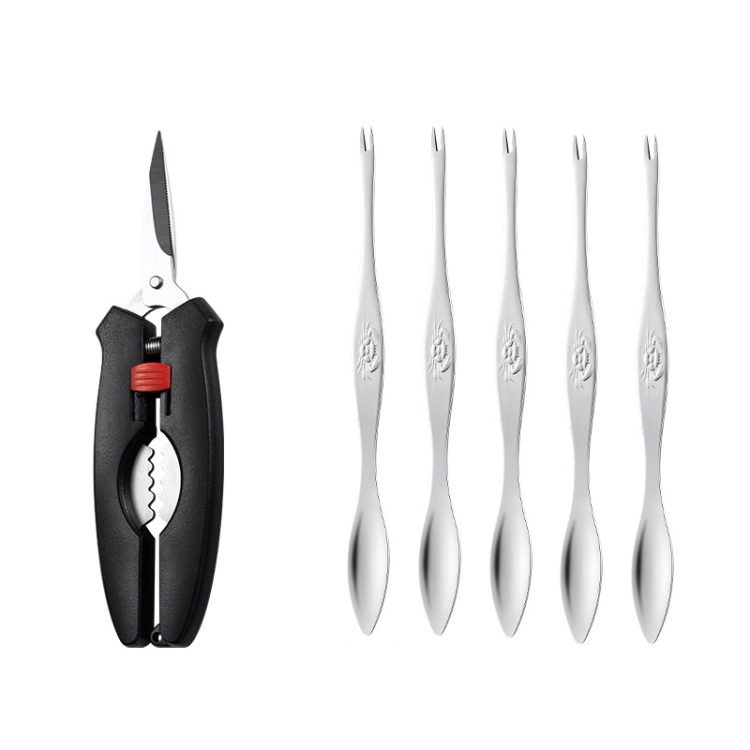 

Crab Tool 304 Stainless Steel Crab Fork Crab Scissors Crab Needle,Style: 5 Fork 1 Knife