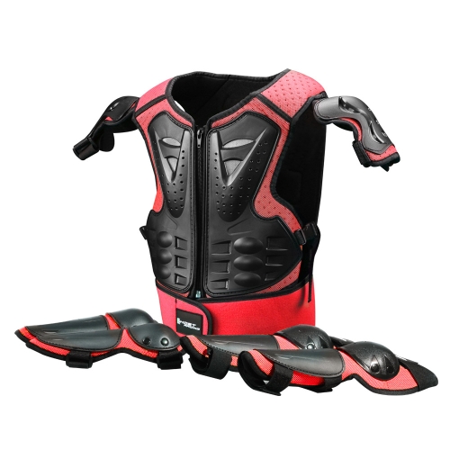 

GHOST RACING Motorcycle Protective Gear Children Safety Riding Sport Vest + Knee Pads + Elbow Pads Protective Suit(Red)