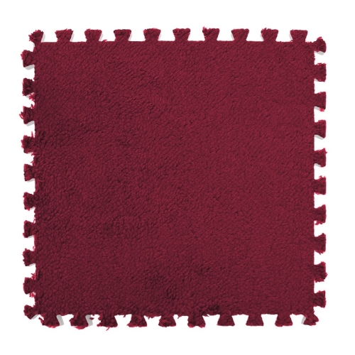 

10 PCS Bedroom Rectangular Stitching Plush Carpet Home Living Room Tatami Foam Crawling Mat, Colour: Red Wine(30x30cm)