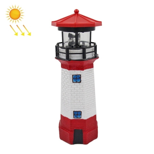 

Outdoor Garden Decoration Solar Lighthouse Resin LED Revolving Light(Red White)