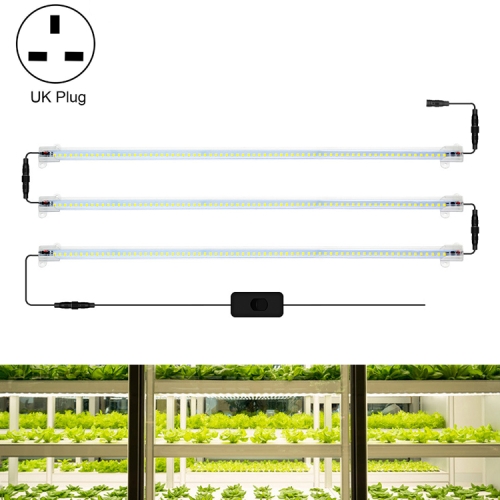 

LED Plant Lamp Household Full Spectral Filling Hard Lamp Strip, Style: 50cm 3 Head(Sun Light UK Plug)