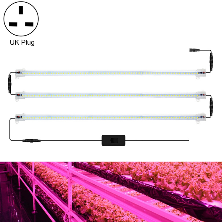 

LED Plant Lamp Household Full Spectral Filling Hard Lamp Strip, Style: 50cm 3 Head(Pink Light UK Plug)