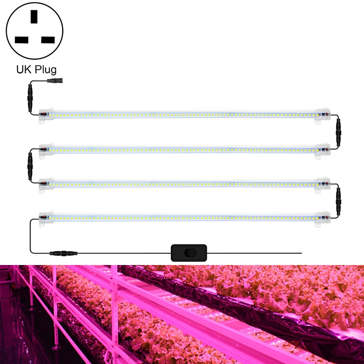 

LED Plant Lamp Household Full Spectral Filling Hard Lamp Strip, Style: 50cm 4 Head(Pink Light UK Plug)