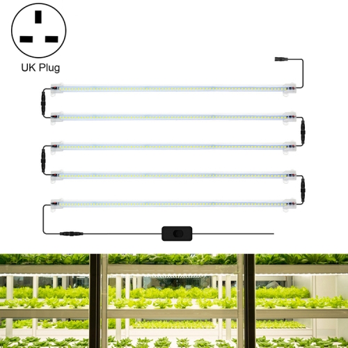 

LED Plant Lamp Household Full Spectral Filling Hard Lamp Strip, Style: 50cm 5 Head(Sun Light UK Plug)