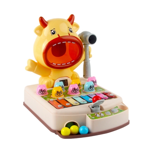 

Multifunctional Hitting Hamster Toy Children Educational Light and Music Toy, Style: Charging Cattle-Yellow