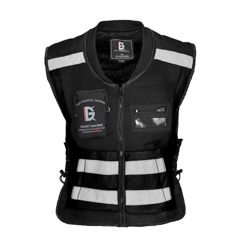 

GHOST RACING GR-Y06 Motorcycle Riding Vest Safety Reflective Vest, Size: M(Black)