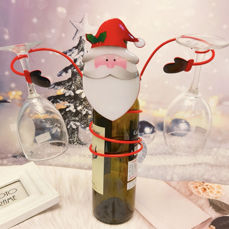 

Christmas Wine Bottle Decorations Metal Wine Glass Holder Goblet Holder(Santa Claus)