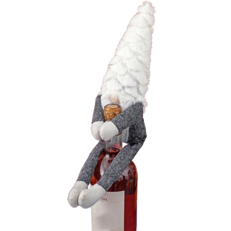 

XD21809 Old People Doll Wine Bottles Cover Christmas Decorations Supplies(White)