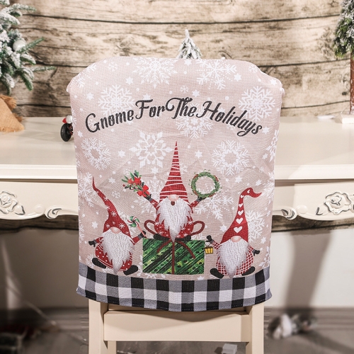 

Linen Cartoon Faceless Old Man Chair Cover Christmas Home Decoration(W531 Black White Grid)