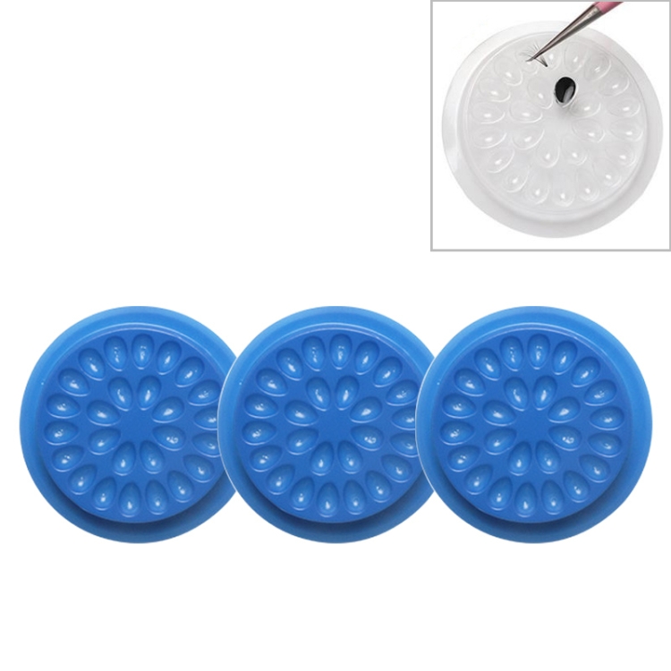 

3 PCS With The Base Flower Plate Grafting Eyelashes Color Glue Tray PVC Gasket Beauty Eyelash Drop Glue Gasket(Blue )