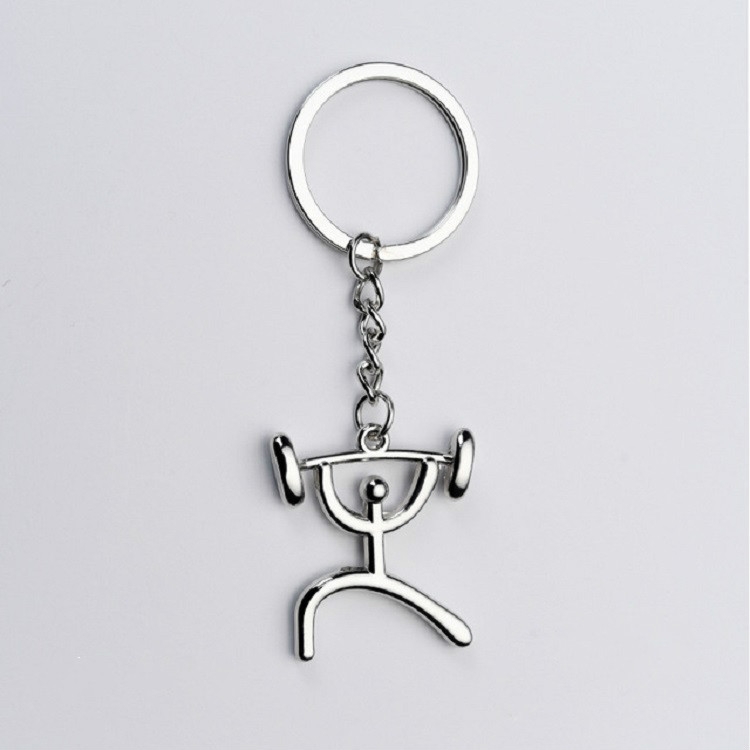 

3 PCS Creative Metal Sport Shape Keychain Bag Pendant Small Gift, Style:Weight Lifting(Bright Nickel)