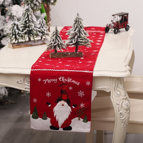 

Embroidery Faceless Elderly Table Runner Christmas Snowflake Decoration Placemat(G165 Red)