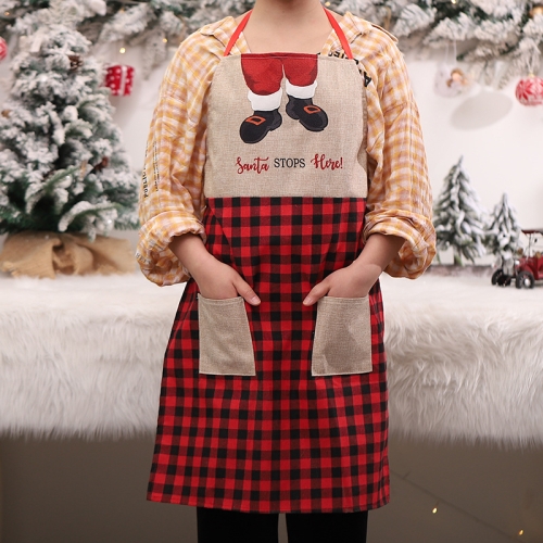 

Christmas Home Dress Up Props Adjustable Halter Neck Christmas Decoration Apron(C710 Red Black Grid)