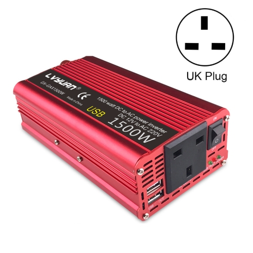 

LVYUAN Car Inverter Dual USB Power Converter, Specification: 12V to 220V 1500W UK Plug