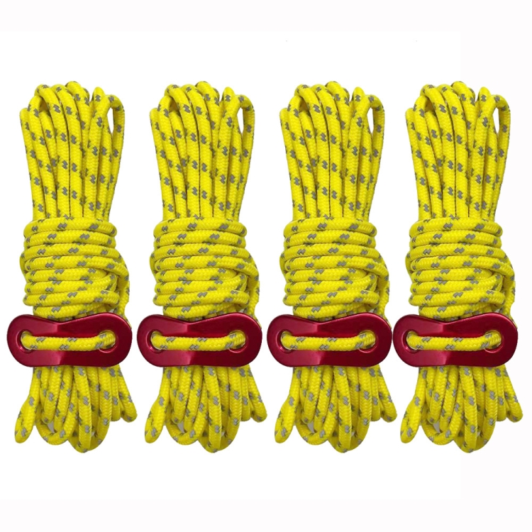 

4m x 4 Rolls Outdoor Camping Tent Canopy Wind Rope Luminous Multi-Function Wind Rope Buckle Tent Fixed Rope(Figure 8 Buckle-Yellow)