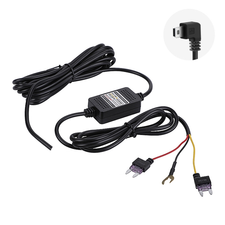 

H516 Recording Step-down Line Shrinkage Video Car Charger Line Parking Monitoring Three-Core Power Cord, Model: With Fuse(Mini Left Elbow)