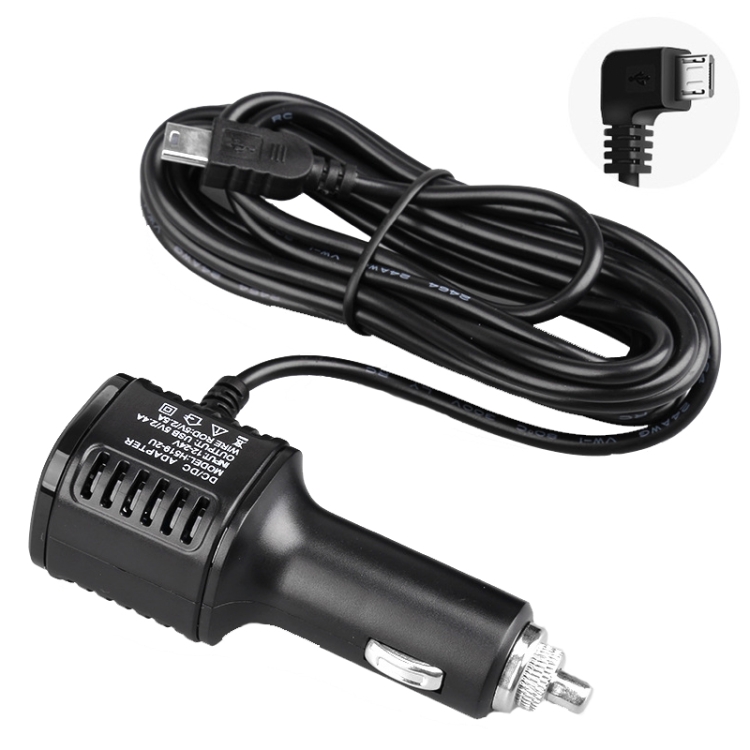 

H519 Car Charger Driving Recorder Power Cord Dual USB With Display Charging Line, Specification: Micro Right Elbow