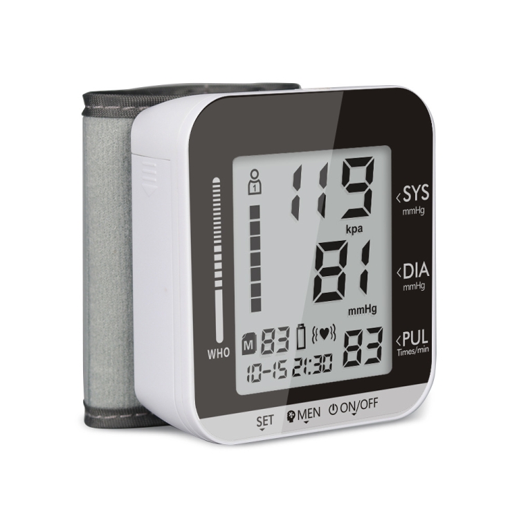 

JZ-251A Household Automatic Electronic Sphygmomanometer Smart Wrist Blood Pressure Meter, Shape: Voice Broadcast(Black White)