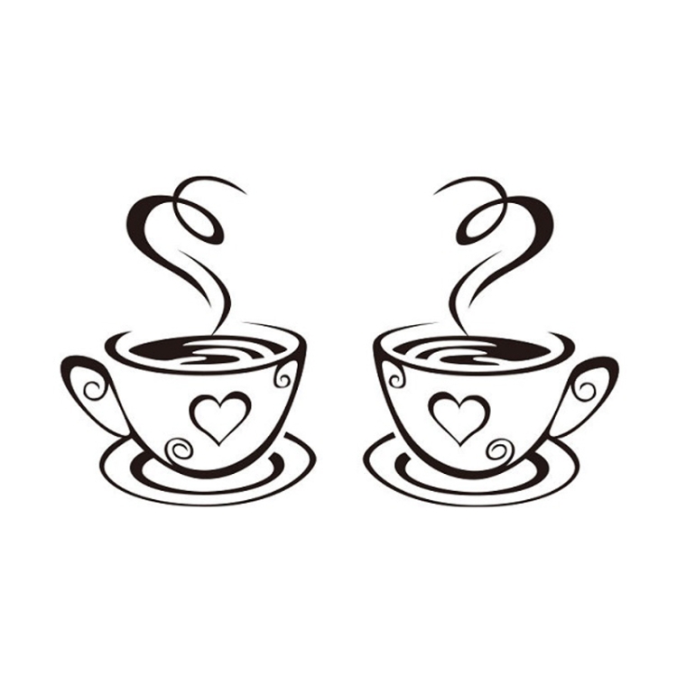 

4 PCS A1089 PVC Waterproof & Antifouling Coffee Cup Wall Sticker, Specification: 31x18cm