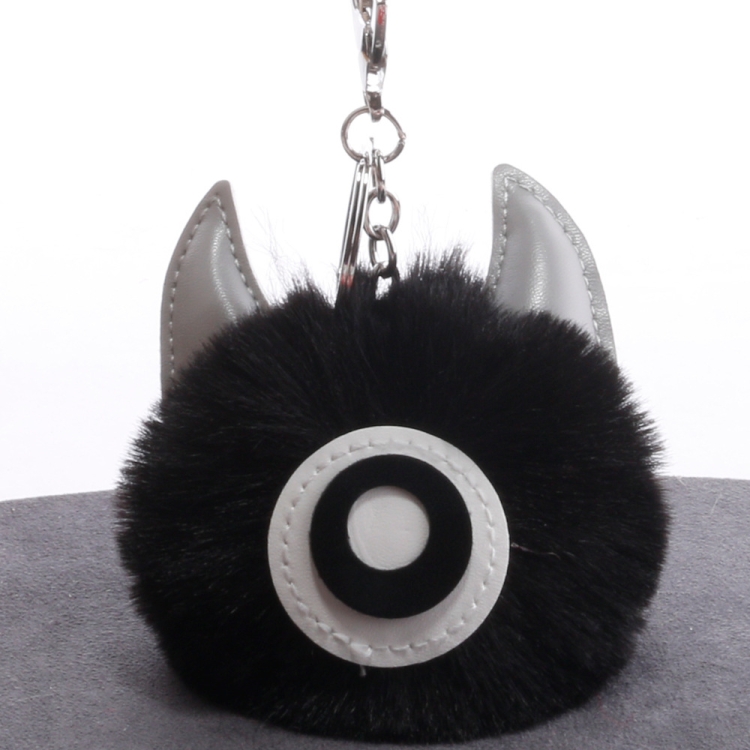 

3 PCS Cartoon Croissant Hair Ball Keychain Pendant Bag Car Pendant(Black)