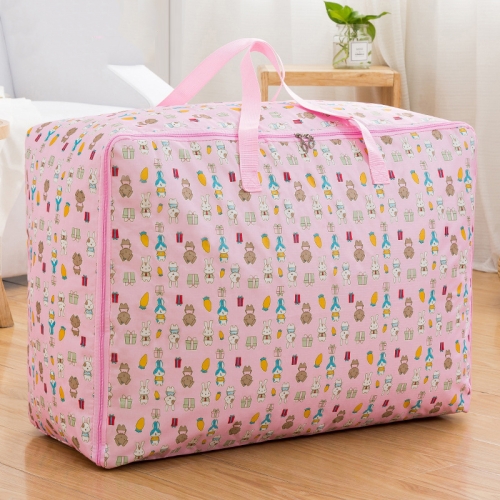 

Oxford Cloth Quilt Moisture-Proof & Waterproof Storage Bag Zipper Portable Moving Luggage Bag, Specification: 55x33x20cm(Pink Rabbit)