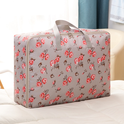 

Oxford Cloth Quilt Moisture-Proof & Waterproof Storage Bag Zipper Portable Moving Luggage Bag, Specification: 55x33x20cm(Gray Rose)