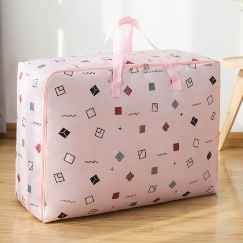 

Oxford Cloth Quilt Moisture-Proof & Waterproof Storage Bag Zipper Portable Moving Luggage Bag, Specification: 58x38x22cm(Pink Square)