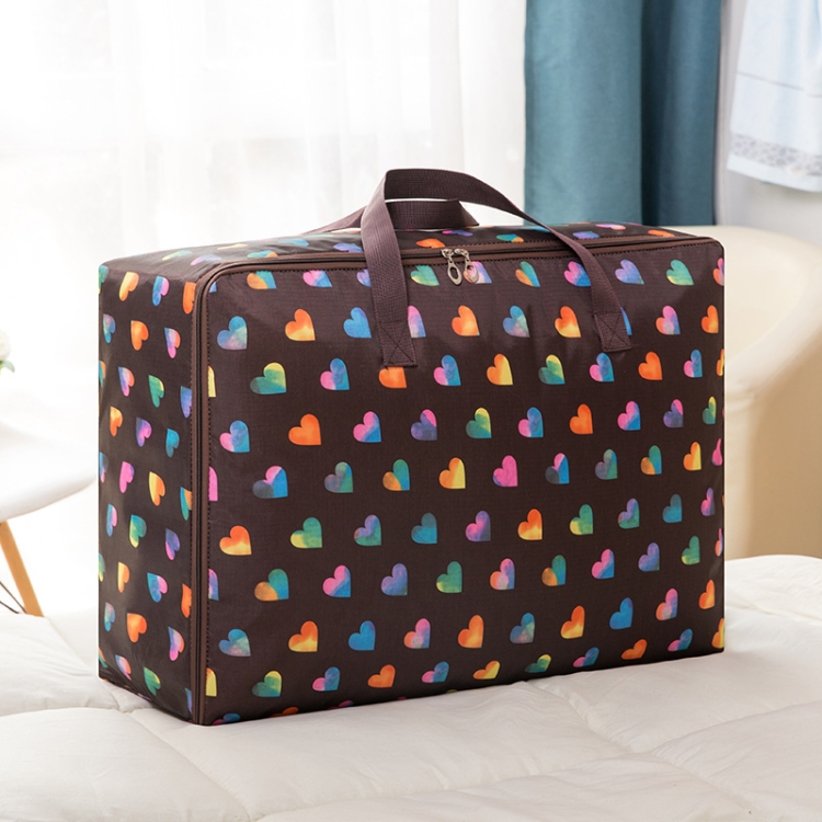 

Oxford Cloth Quilt Moisture-Proof & Waterproof Storage Bag Zipper Portable Moving Luggage Bag, Specification: 60x50x25cm(Coffee Heart)