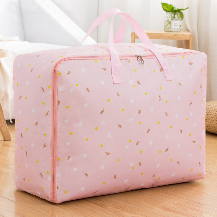 

Oxford Cloth Quilt Moisture-Proof & Waterproof Storage Bag Zipper Portable Moving Luggage Bag, Specification: 60x50x25cm(Pink Bottom Flower)