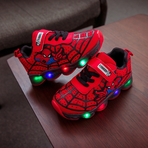 

9808 Autumn Children Luminous Shoes LED Light Mesh Sports Shoes, Size: 24(Red)