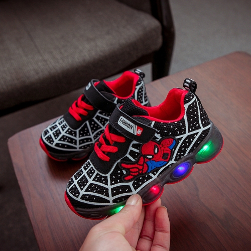 

9808 Autumn Children Luminous Shoes LED Light Mesh Sports Shoes, Size: 25(Black)
