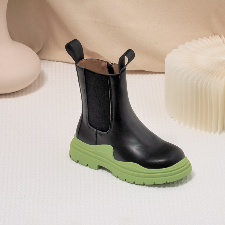 

Spring And Autumn Children Martin Boots Leather High-Top Children Boots, Size: 27(Grass Green)