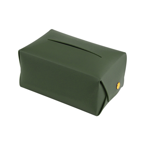 

2 PCS Car Leather Tissue Box Home Paper Towel Storage Box(Army Green)