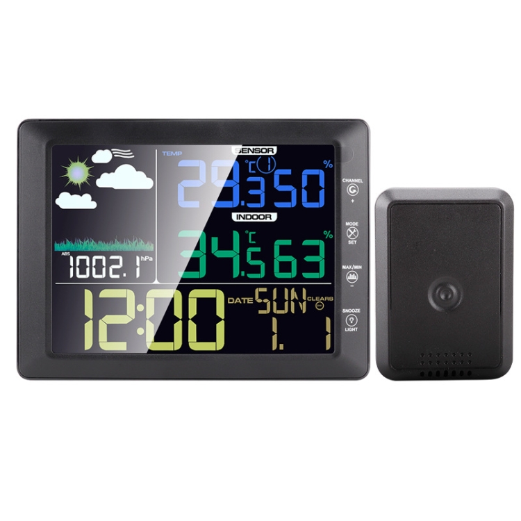 

Multifunctional Wireless Colorful Screen Weather Clock Indoor And Outdoor Thermohygrometer(TS-8210-BK Black)