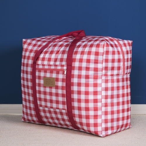 

Oxford Cloth Washable Dustproof Quilt Storage Bag Travel Moving Portable Storage Bag, Specification: 43x33x18cm(Red Plaid)