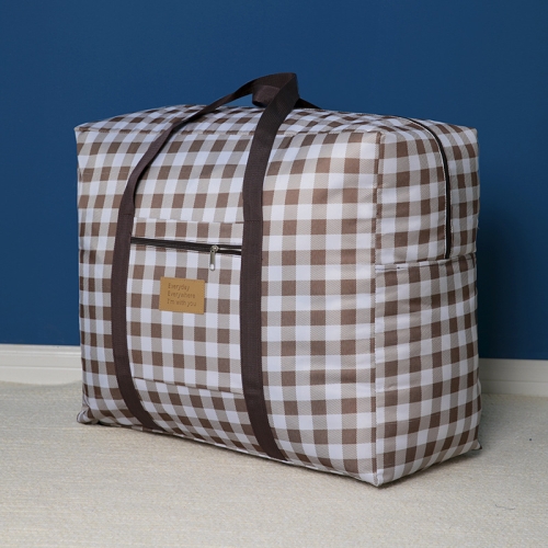 

Oxford Cloth Washable Dustproof Quilt Storage Bag Travel Moving Portable Storage Bag, Specification: 60x50x30cm(Coffee Plaid)