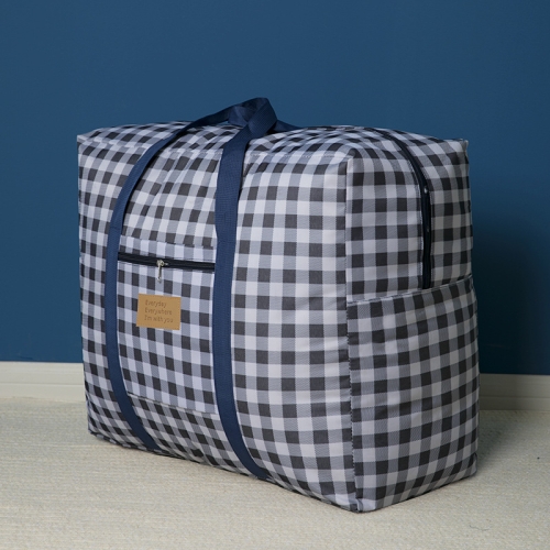 

Oxford Cloth Washable Dustproof Quilt Storage Bag Travel Moving Portable Storage Bag, Specification: 60x50x30cm(Navy Plaid)