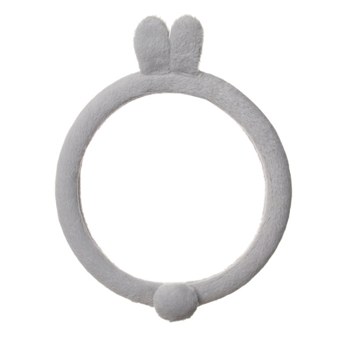 

Cartoon Car Steering Wheel Cover Winter Long Hair Non-Slip Steering Wheel Cover(Gray Rabbit)