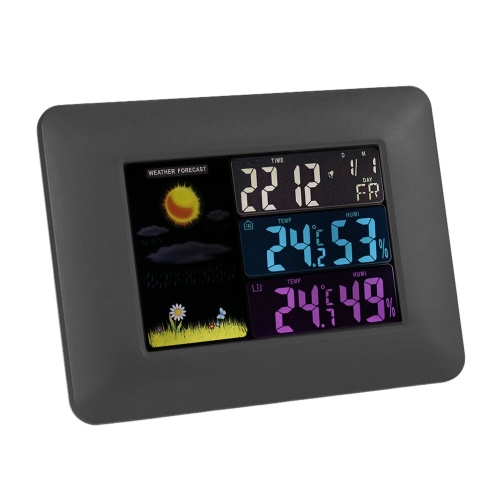 

Multifunctional Indoor And Outdoor Temperature And Humidity Meter Colorful Screen Weather Clock(TS-A97-US US Plug)
