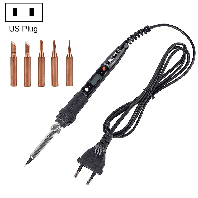

Metallic LCD Temperature Regulating Soldering Iron And Soldering Iron Tip Set Electric Soldering Iron Welding Tool(110V US Plug Bronze Head Black)