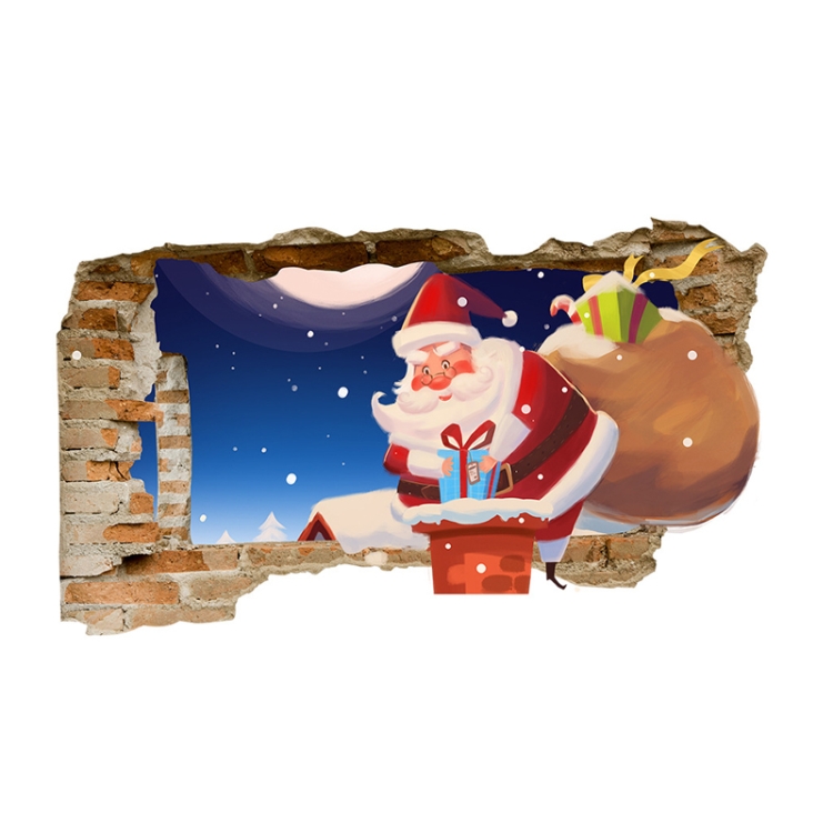 

2 PCS Santa Claus Gifts By Moonlight Wall Sticker 3D Christmas Decoration Wall Sticker(AFC8315)