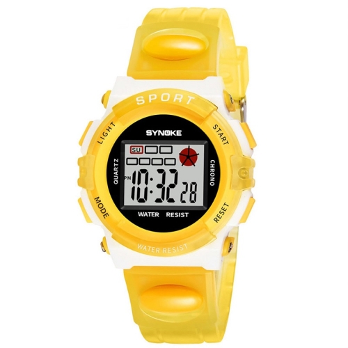 

SYNOKE 99268 Multifunctional Luminous Waterproof Children Electronic Watch(Transparent Yellow)