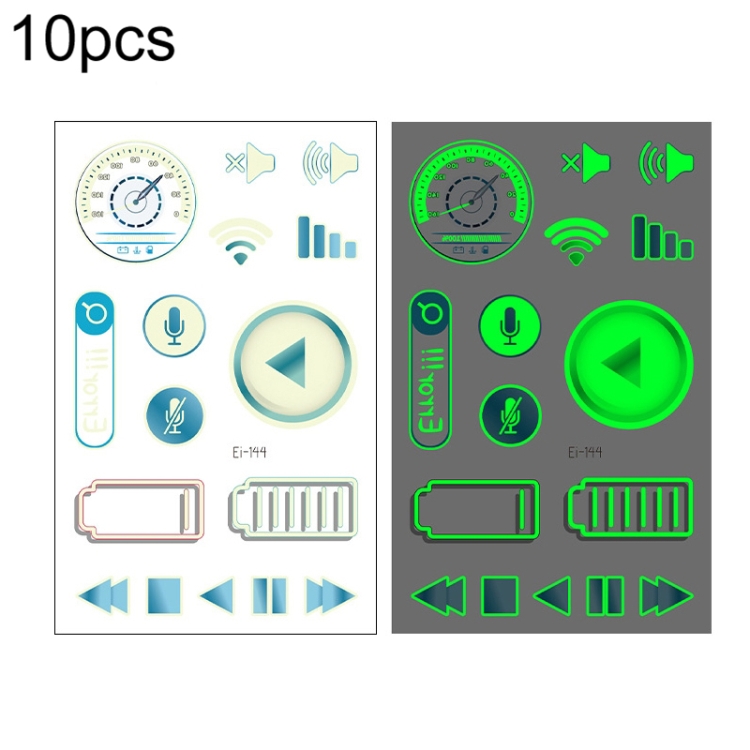 

10 PCS Waterproof Luminous Tattoo Stickers Gradient Temporary Tattoo Stickers(EI-144)